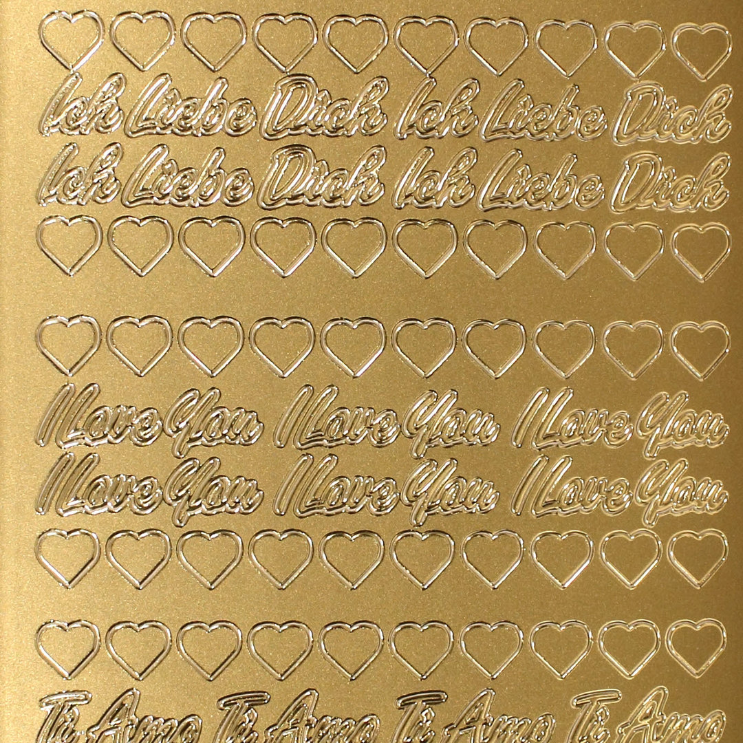 Sticker Nr.1043 Gold Ich liebe Dich I love you - Ti Amo und weitere Sprachen