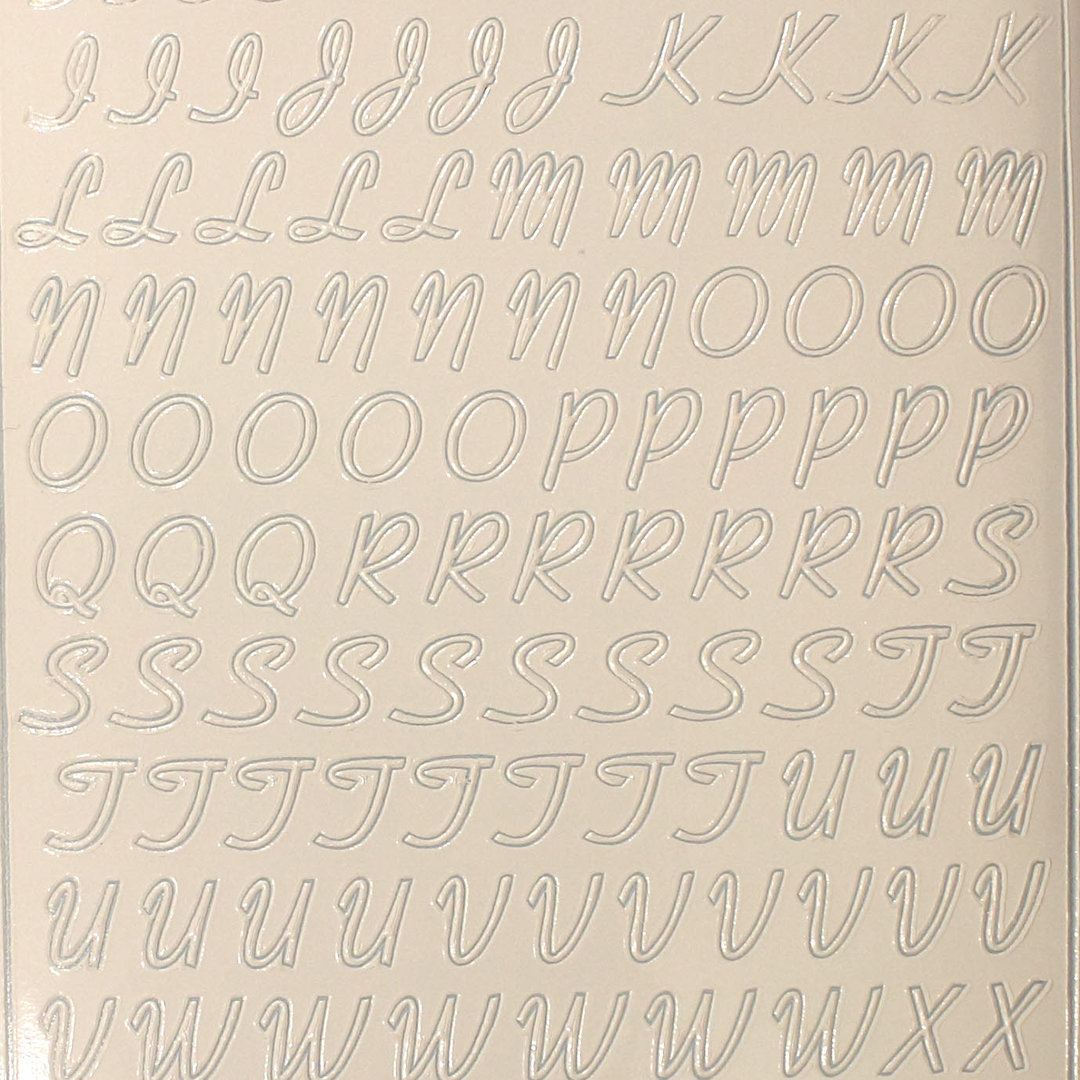 Sticker Nr.1860 Weiss Zahlen & ABC Großbuchstaben Schreibschrift geschwungen