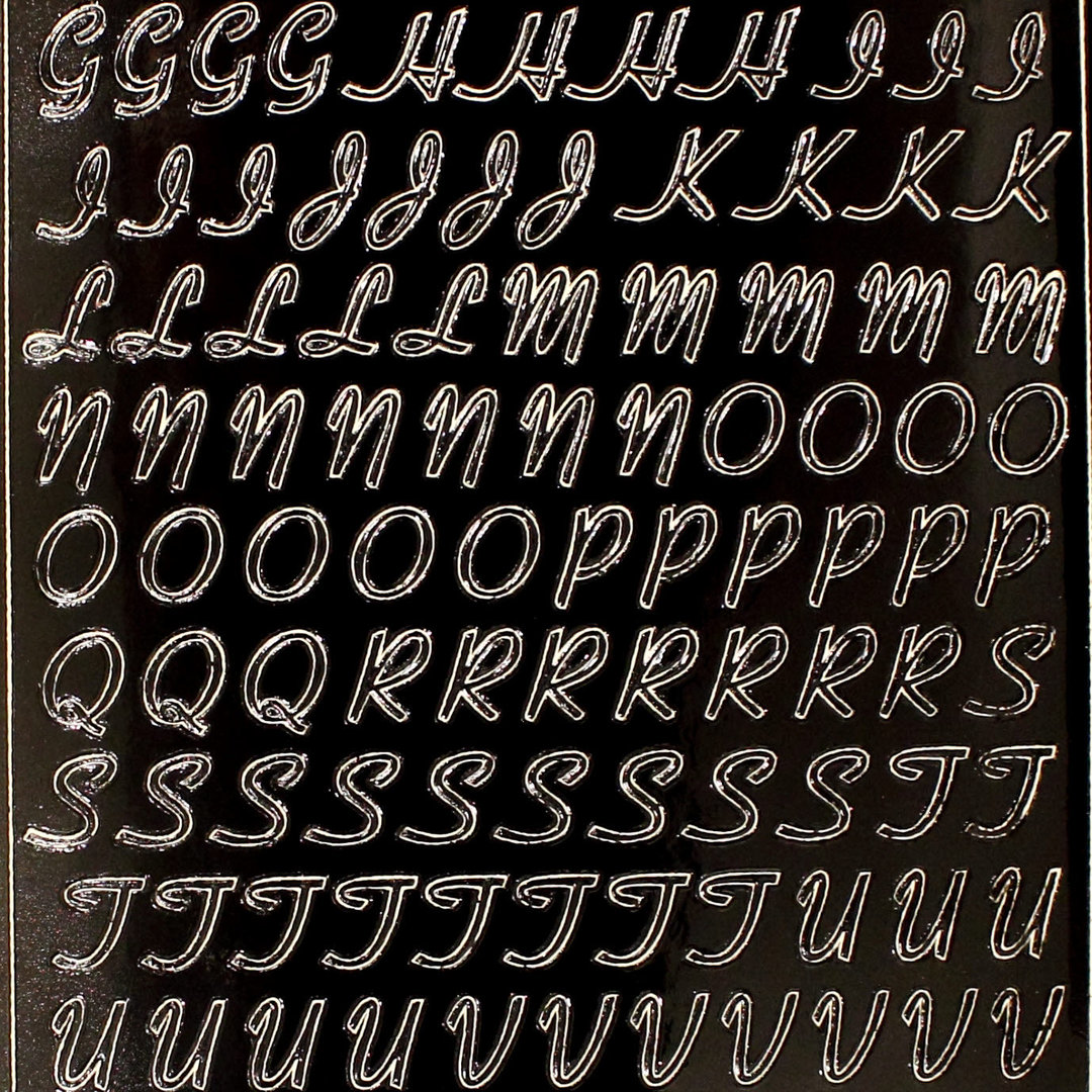 Sticker Nr.1860 Schwarz Zahlen & ABC Großbuchstaben Schreibschrift geschwungen