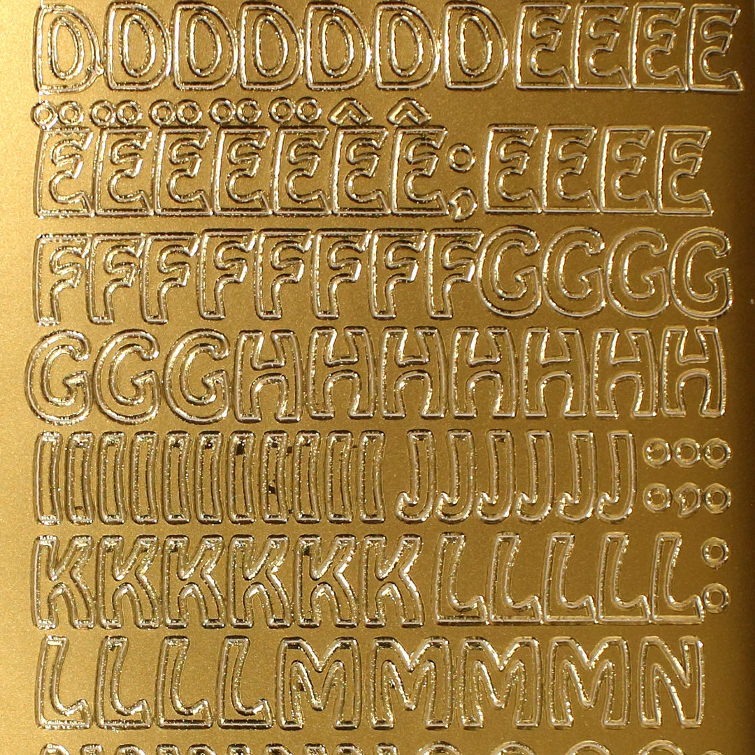 Sticker Nr.2123 Gold Zeichen & ABC Großbuchstaben Block - Druckschrift