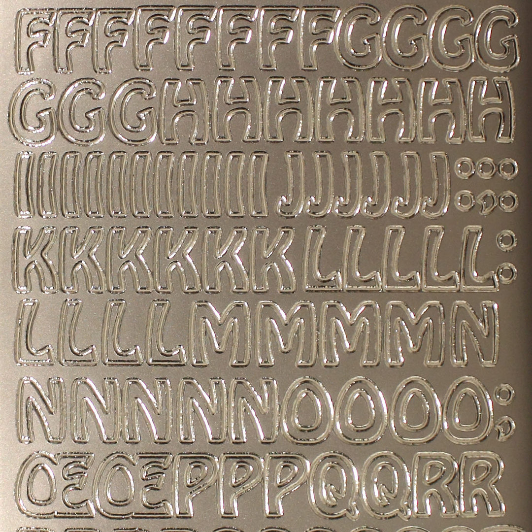 Sticker Nr.2123 Silber Zeichen & ABC Großbuchstaben Block - Druckschrift