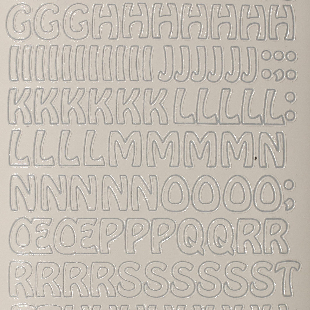 Sticker Nr.2123 Weiss Zeichen & ABC Großbuchstaben Block - Druckschrift