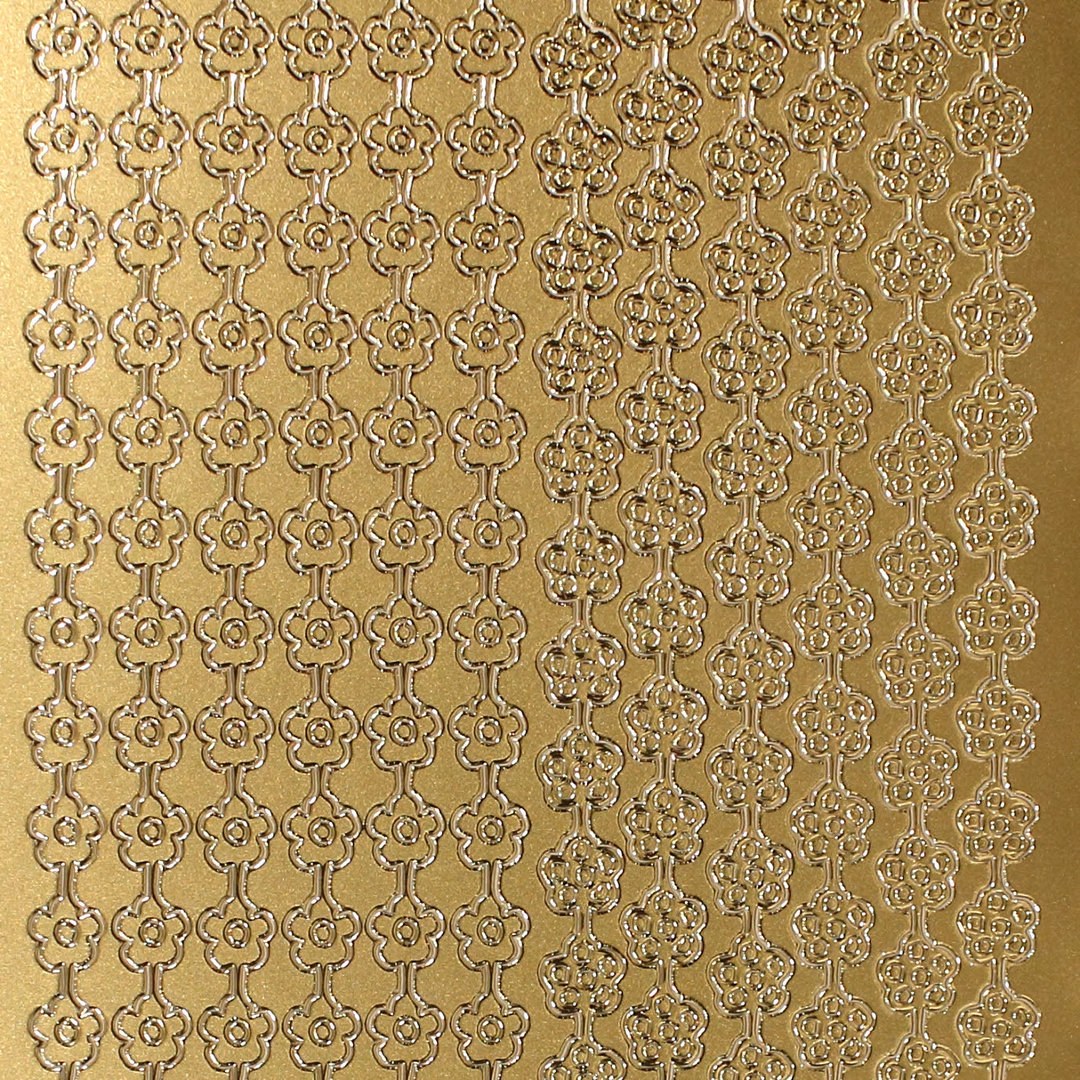 Sticker Nr.1115 Gold Blüten Blumenbordüre gefüllt - ungefüllt