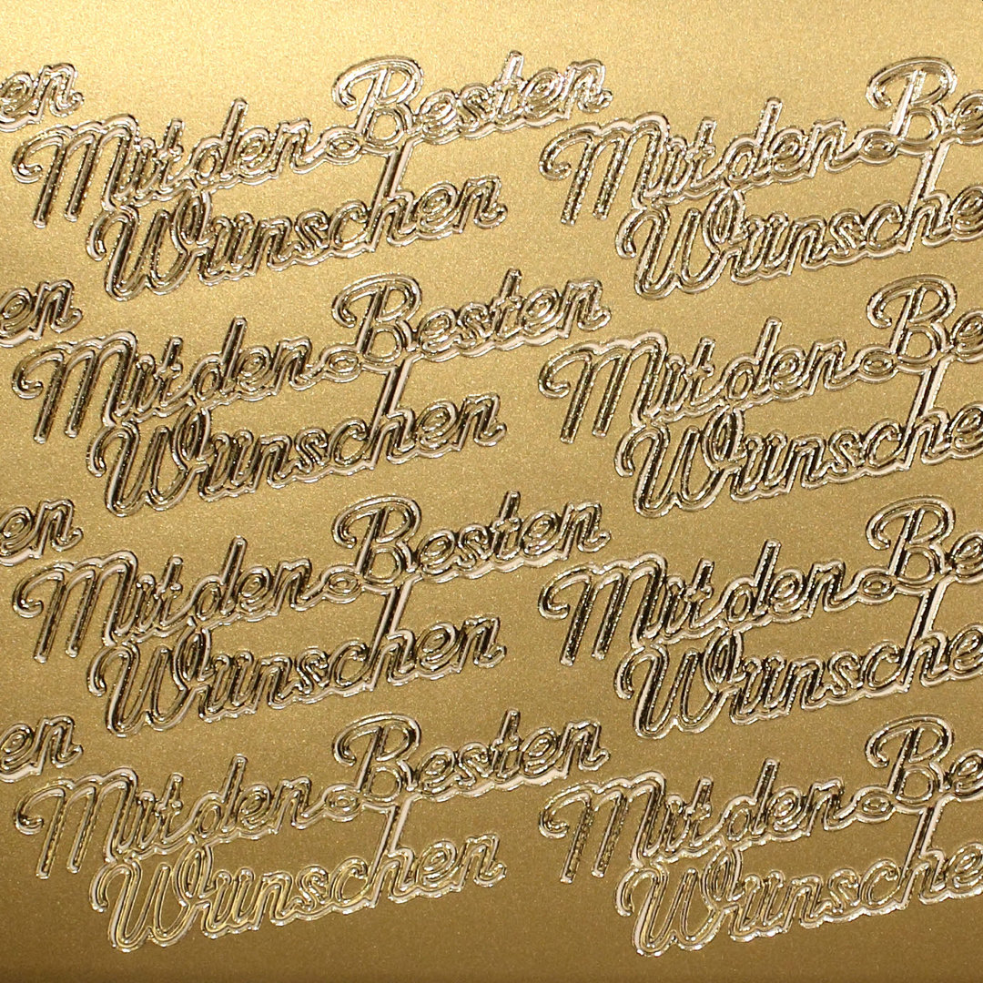 Sticker Nr.0000 Gold Mit den Besten Wünschen Schreibschrift