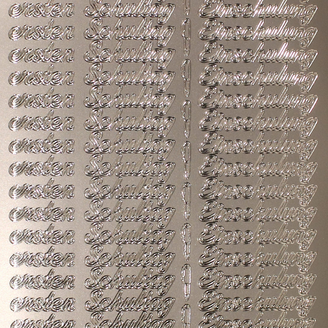 Sticker Nr.0485 Silber Text zum ersten Schultag & zur Einschulung