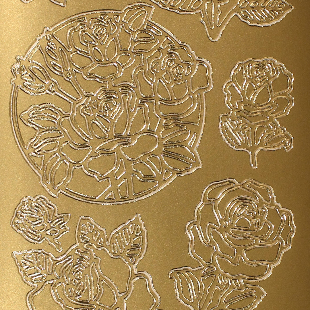 Sticker Nr.0809 Gold diverse Rosen. Rose mit Stiel, Rosenblüte