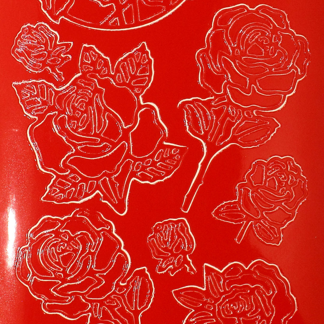 Sticker Nr.0809 Rot diverse Rosen. Rose mit Stiel, Rosenblüte