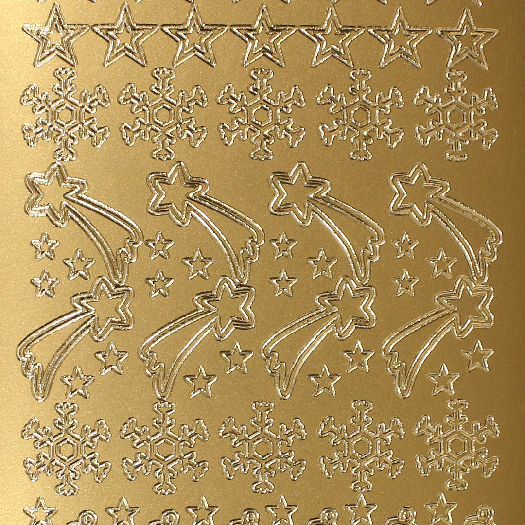 Sticker Nr.0853 Gold Weihnachten div. Motive Glocken Sterne Baum Komet