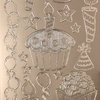 Sticker Nr.3160 Silber Fete Party Geburtstag Motive Torte Kerze Ballon