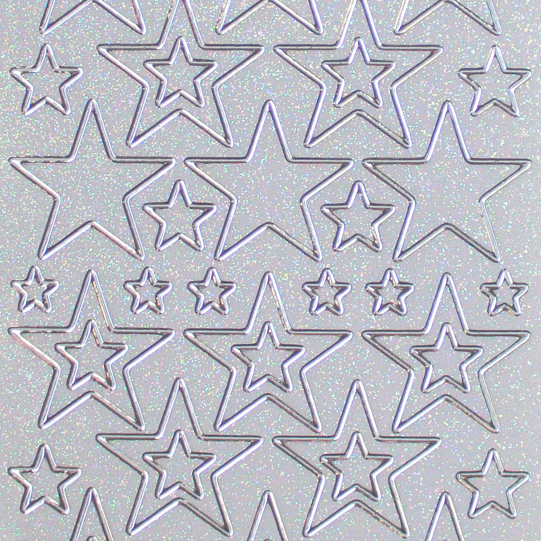 Glitzer Glimmer Sticker Nr.7077 Silber transparent Sternen MIX