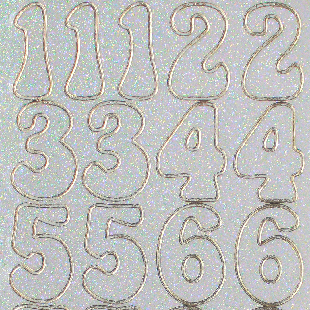Glitzer Glimmer Sticker Nr.0939 Gold transparent Zahlen 0-9