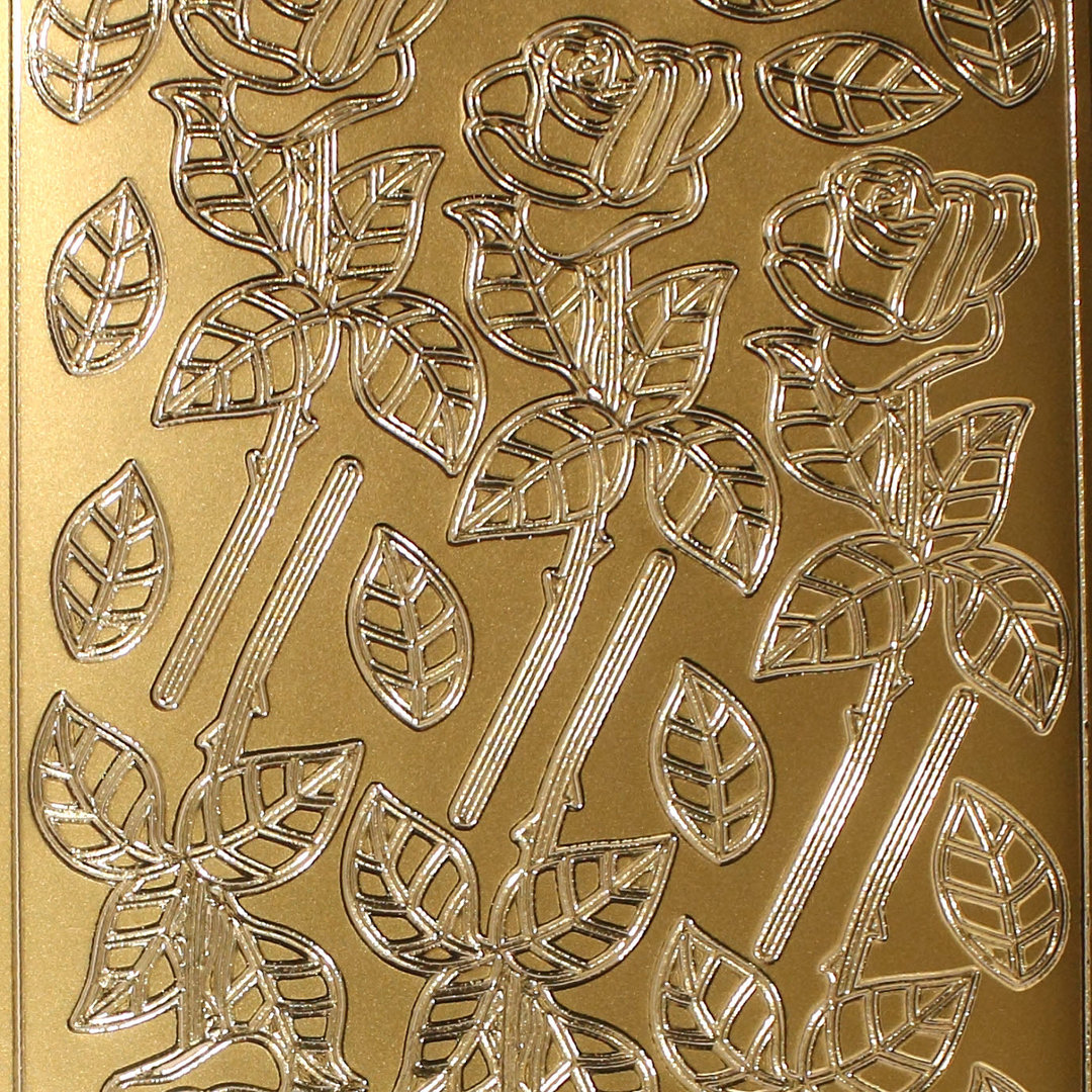 Sticker Nr.1848 Gold groß lang Stielrose Rose Blatt