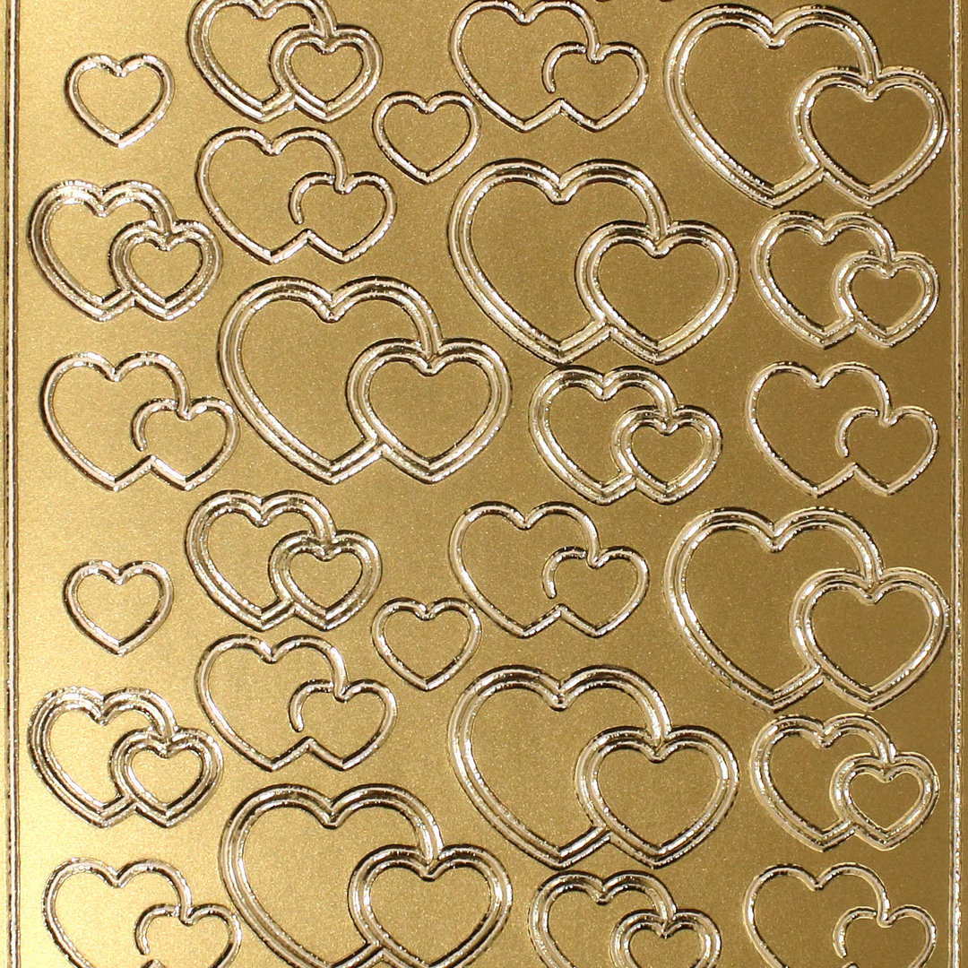 Sticker Nr.0059 Gold Herz an Herz Doppelherz groß & klein