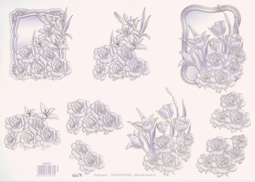 3D Schneidebogen Nr.2437 geprägt TBZ perlmutt Motiv Rosen Tulpen