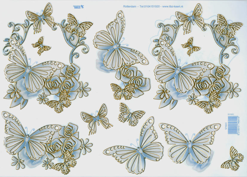 3D Schneidebogen Nr.4641 geprägt TBZ perlmutt Motiv Schmetterlinge