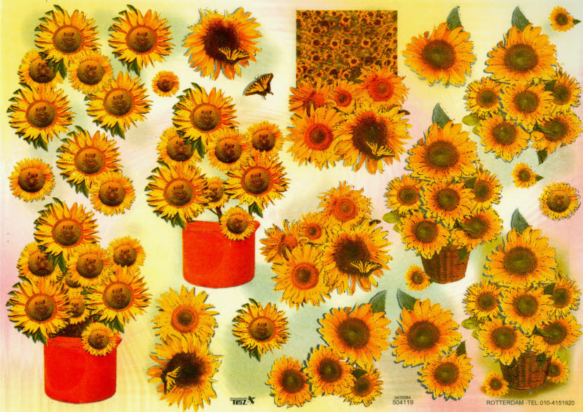 3D Schneidebogen Nr.4119 geprägt TBZ Sonnenblumen im Korb Topf