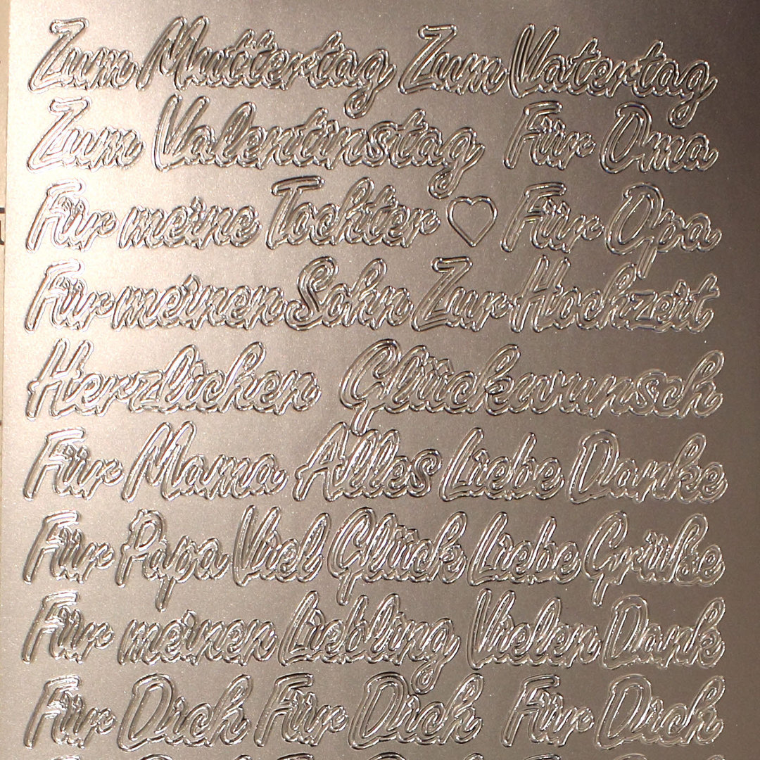 Sticker Nr.1178 Silber Text MIX verschiedene Anlässe deutsch