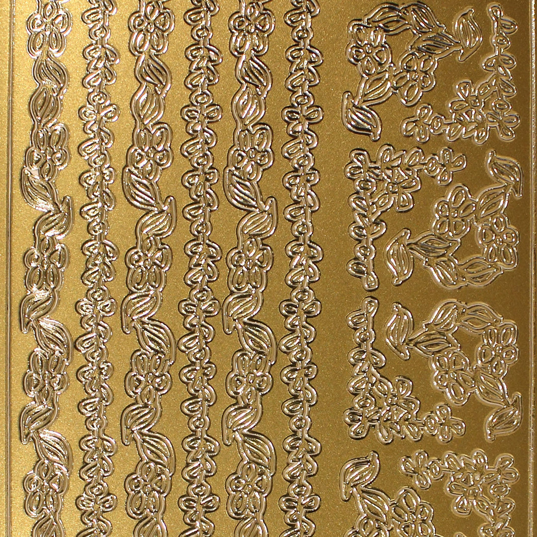 Sticker Nr.2190 Gold Blüten- MIX Ecken & Bordüren