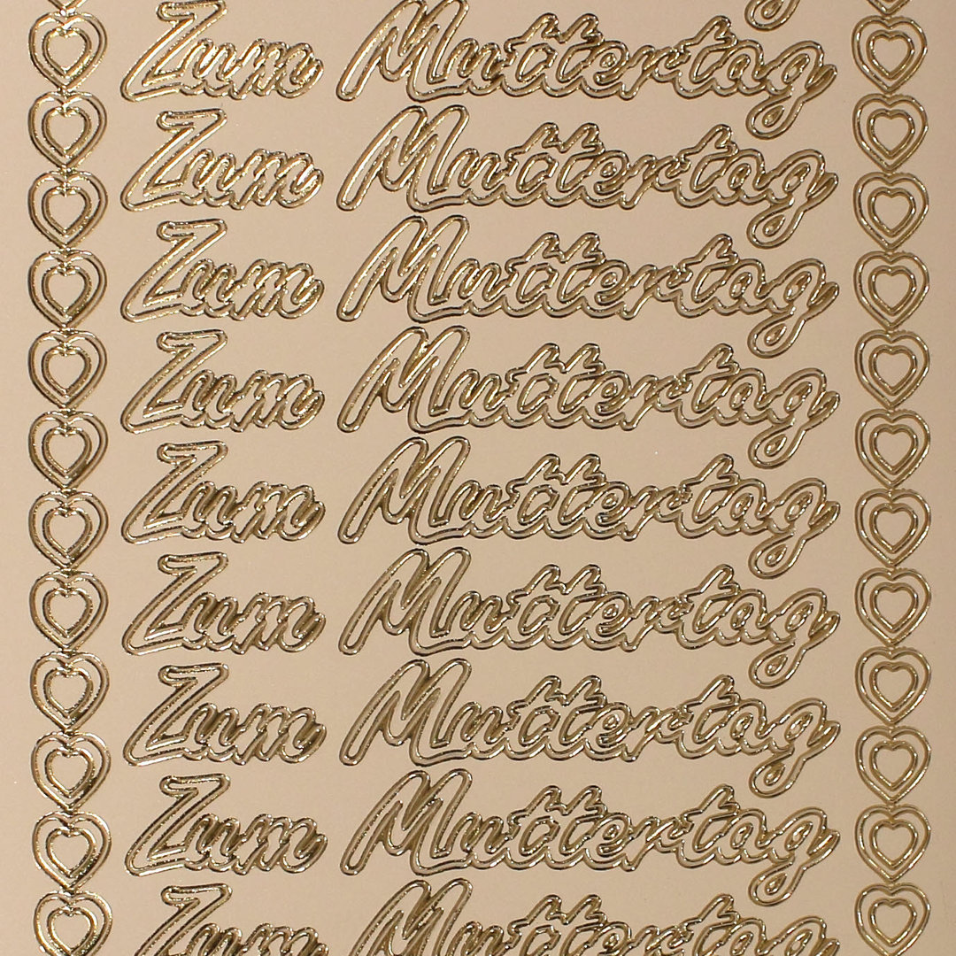 Sticker Nr.1019 Weiss / Gold Schreibschrift Zum Muttertag - Motive Herzen