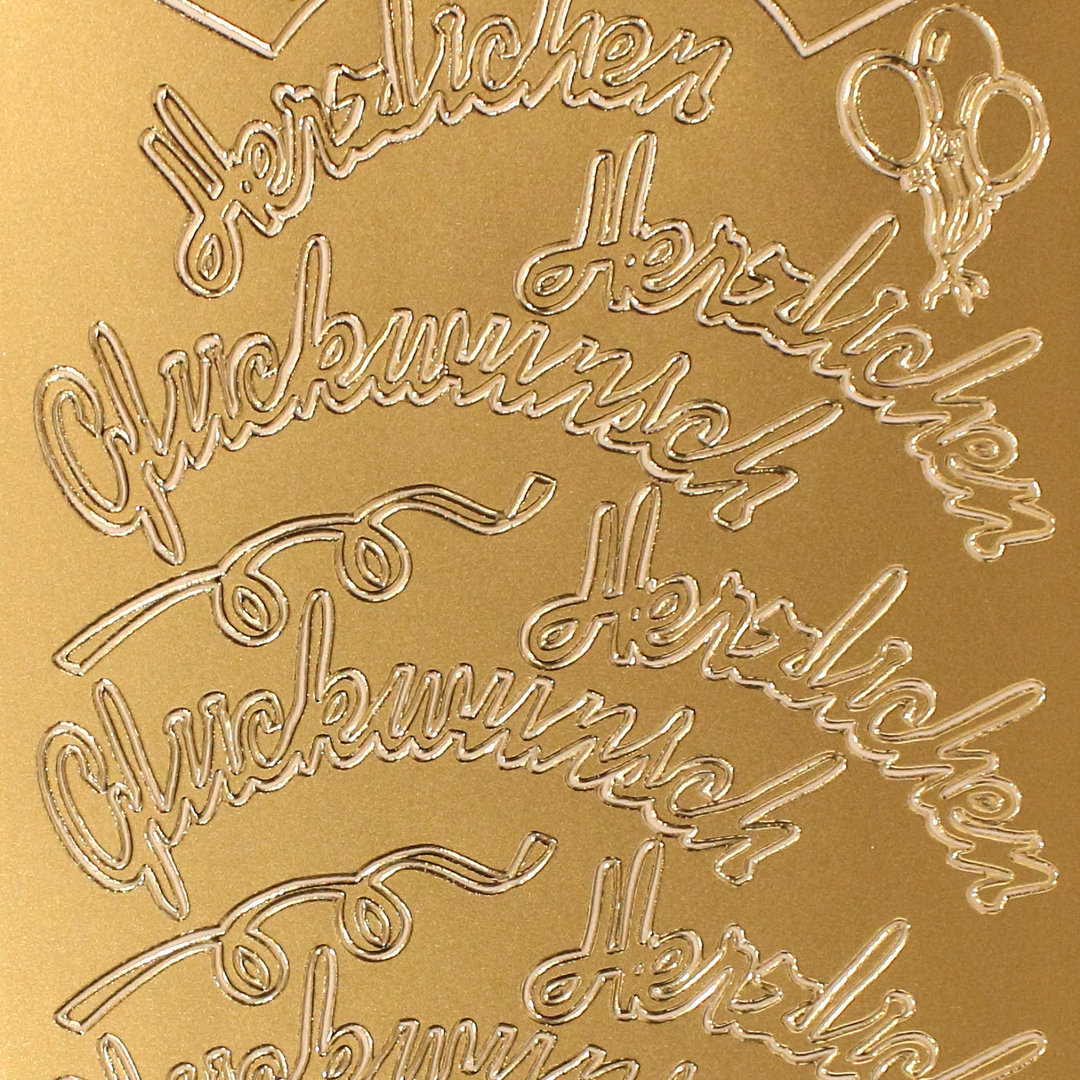 Sticker Nr.3421 Gold Schreibschrift Herzlichen Glückwunsch Halbkreis