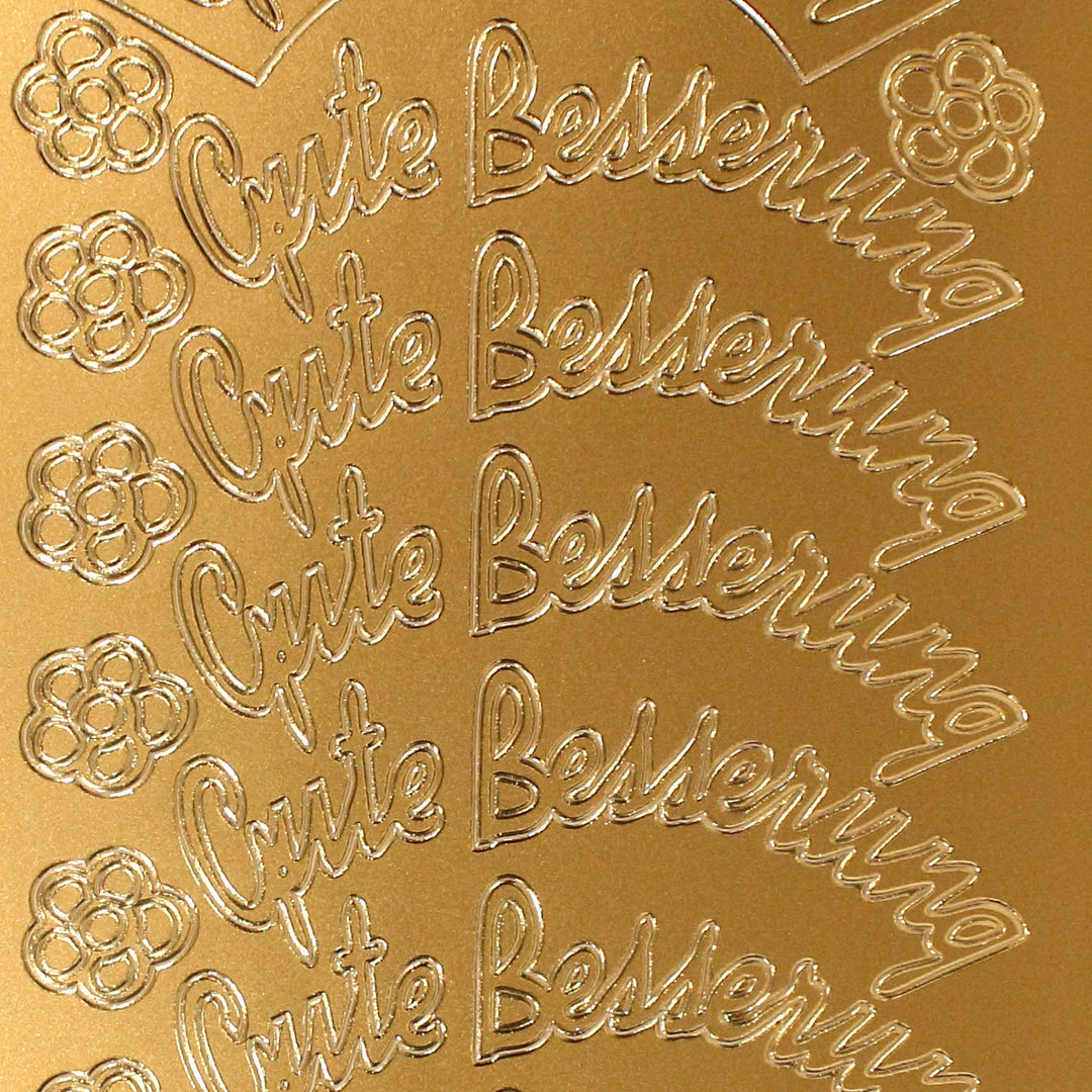 Sticker Nr.3506 Gold Schreibschrift Gute Besserung Halbkreis