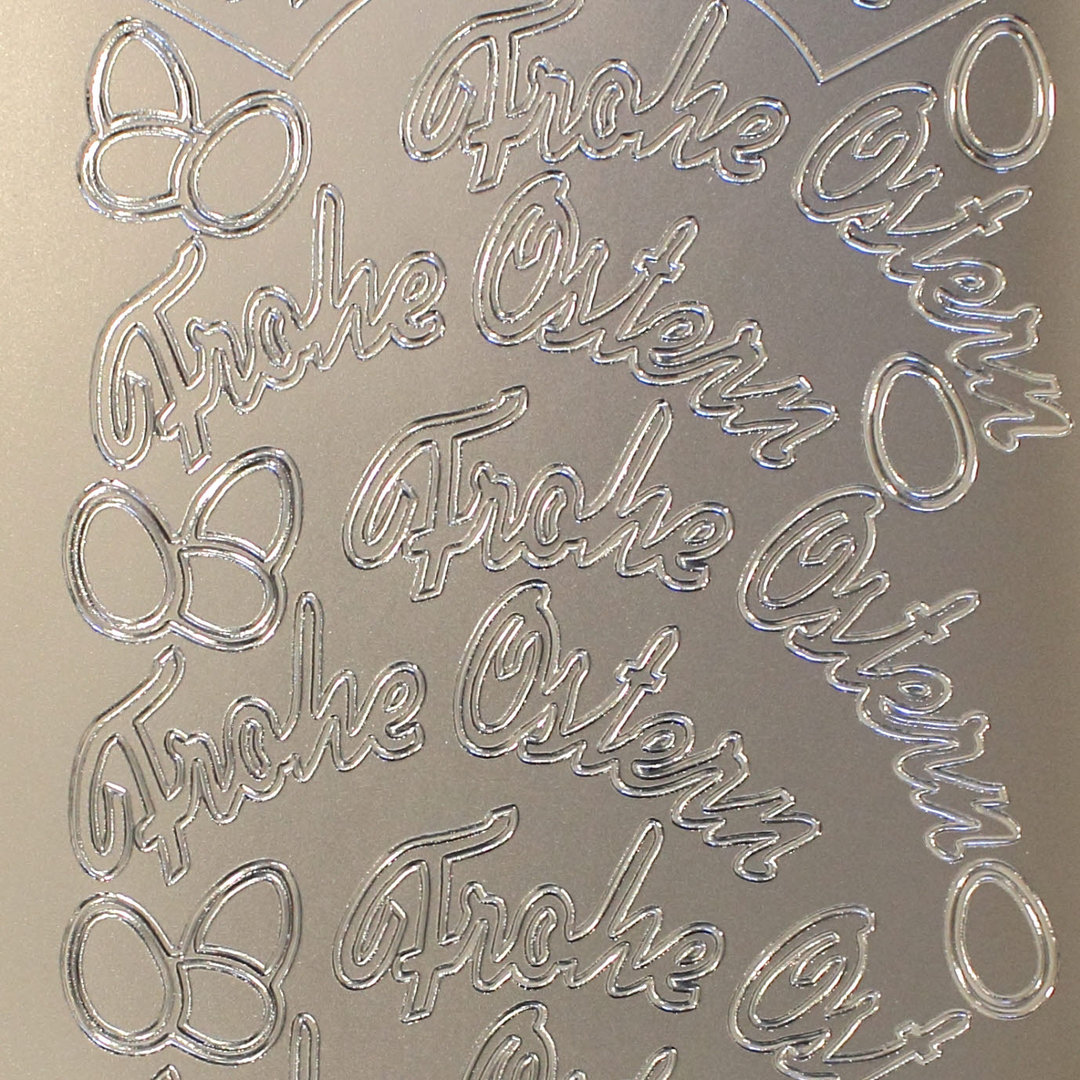 Sticker Nr.3754 Silber Schreibschrift Frohe Ostern Halbkreis