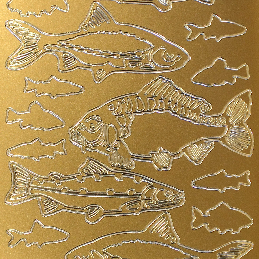 Sticker Nr.5820 Gold diverse Fische Karpfen Barsch
