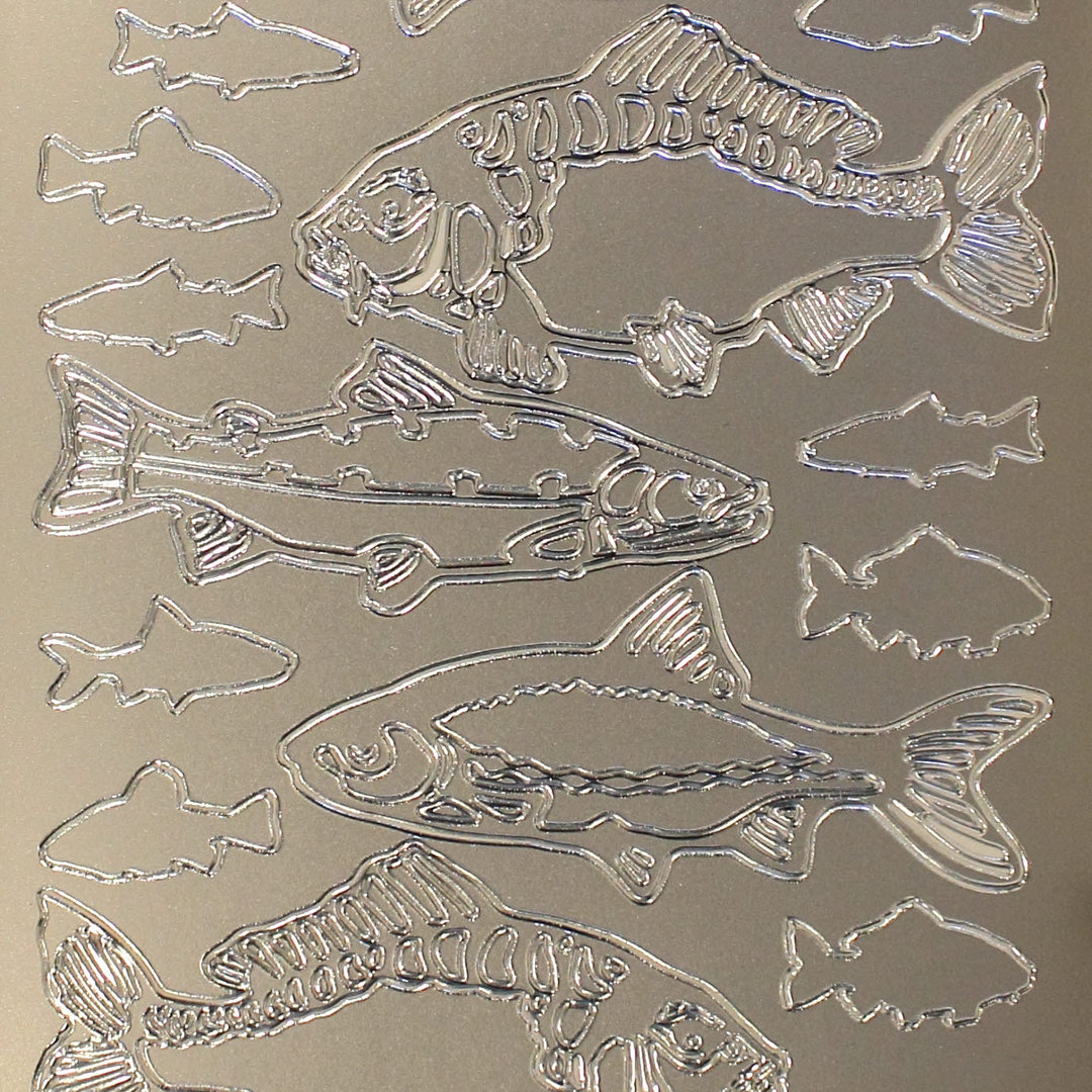 Sticker Nr.5820 Silber diverse Fische Karpfen Barsch