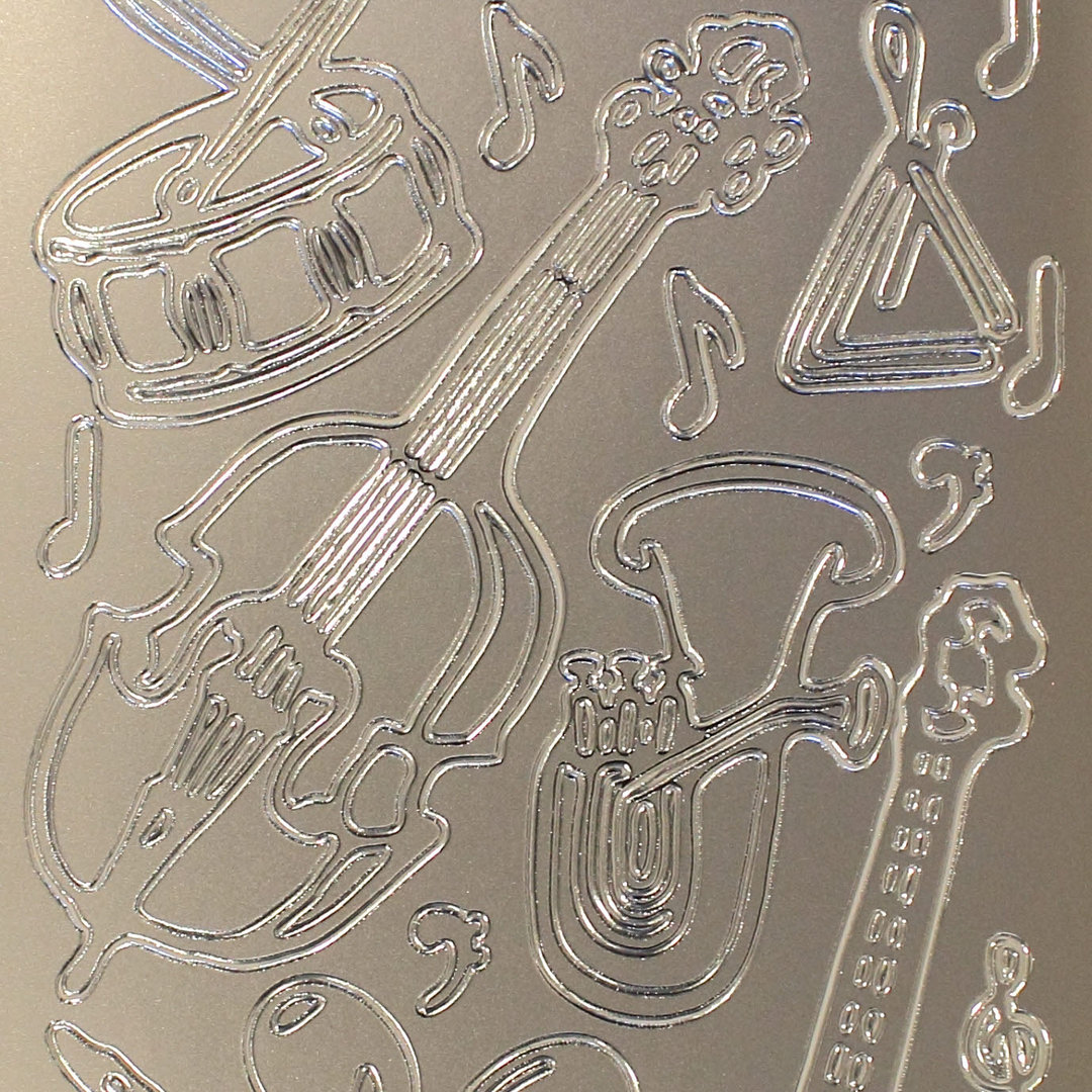 Sticker Nr.6471 Silber Musik Instrumente Geige Trompete