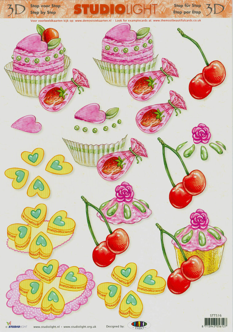 3D Schneidebogen A4 Nr.516 studiolight Cupcakes Törtchen Kuchen