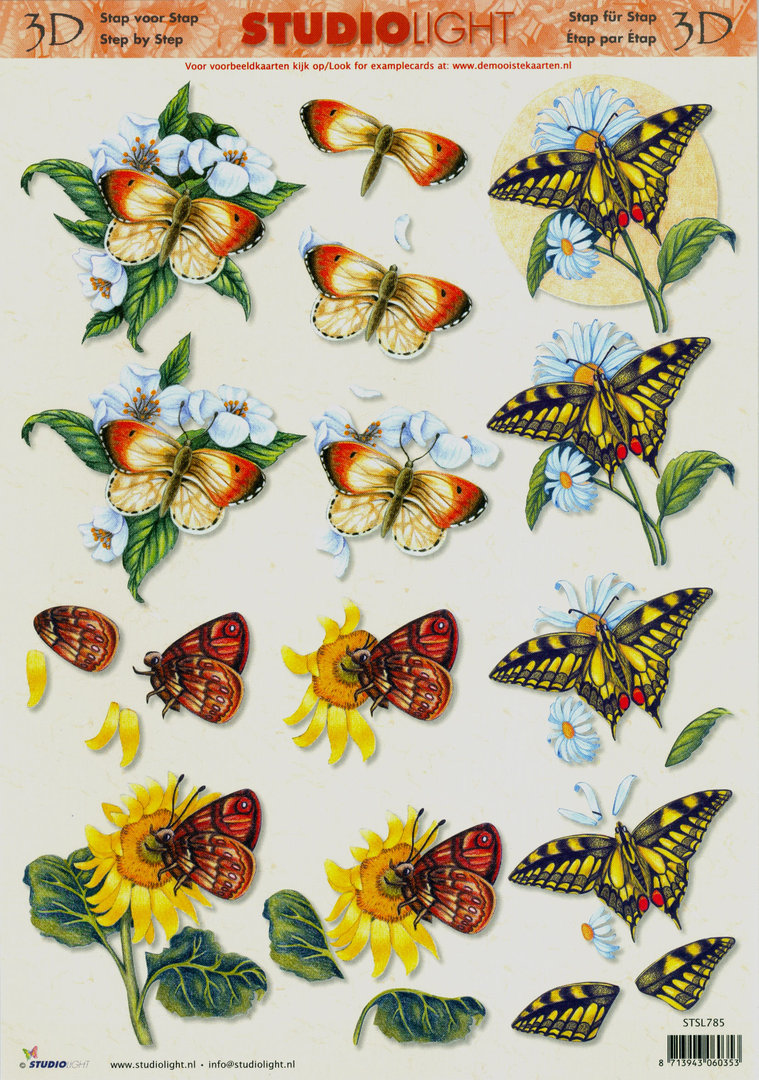 3D Schneidebogen A4 Nr.785 studiolight Schmetterlinge & Blüten