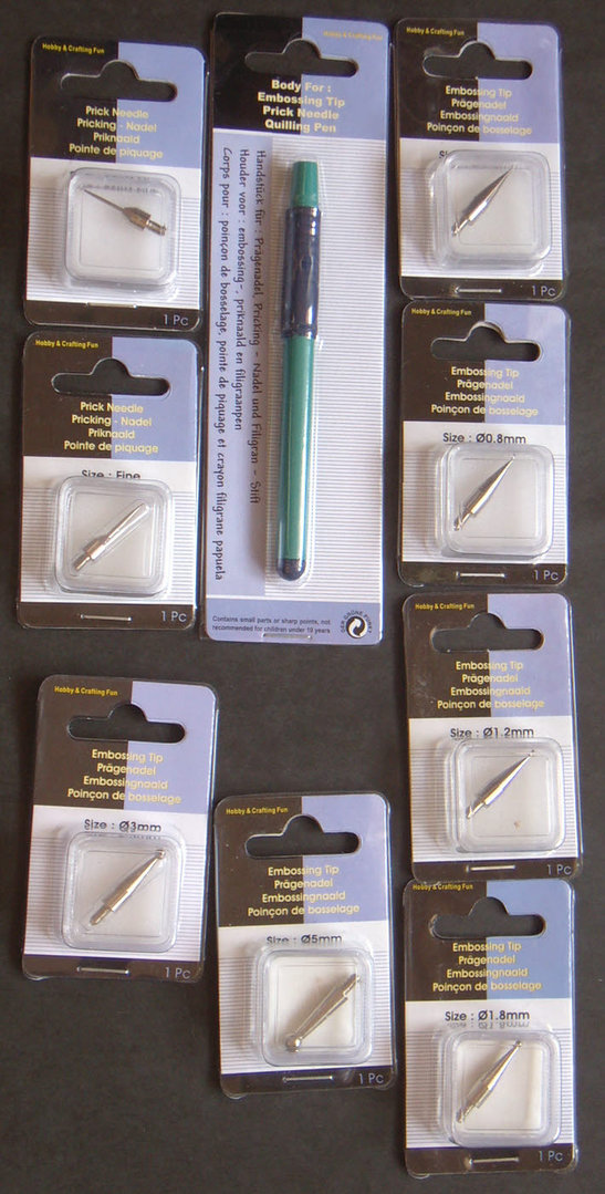 Set Prickeln & Prägen 1 Handstift & 8 auswechselbaren Köpfen