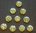 10 Schmuck Deko Steine Gelb changierend mit Glitzer - Effekten Rückseite Silber Ø 9,5mm x 3mm
