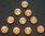 10 Schmuck Deko Steine Orange changierend mit Glitzer - Effekten Rückseite Silber Ø 9,5mm x 3mm