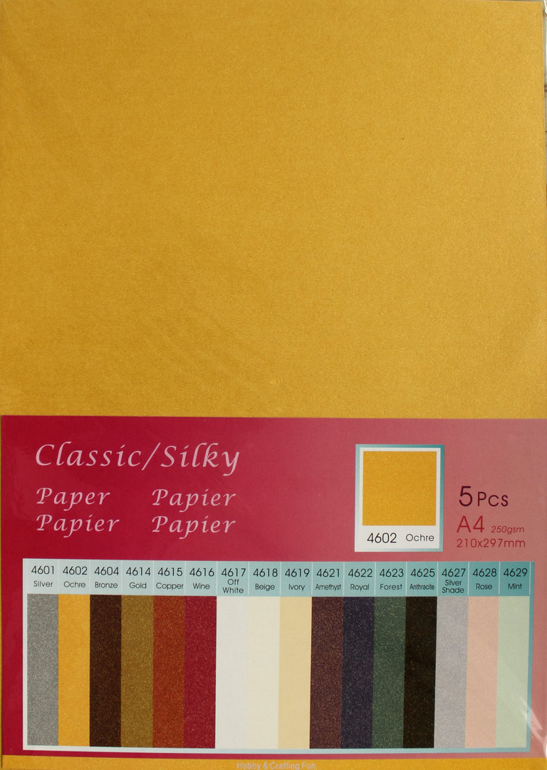 Papier Classic Silky 250g/m² Nr.4602 Ochre 5 Bogen A4