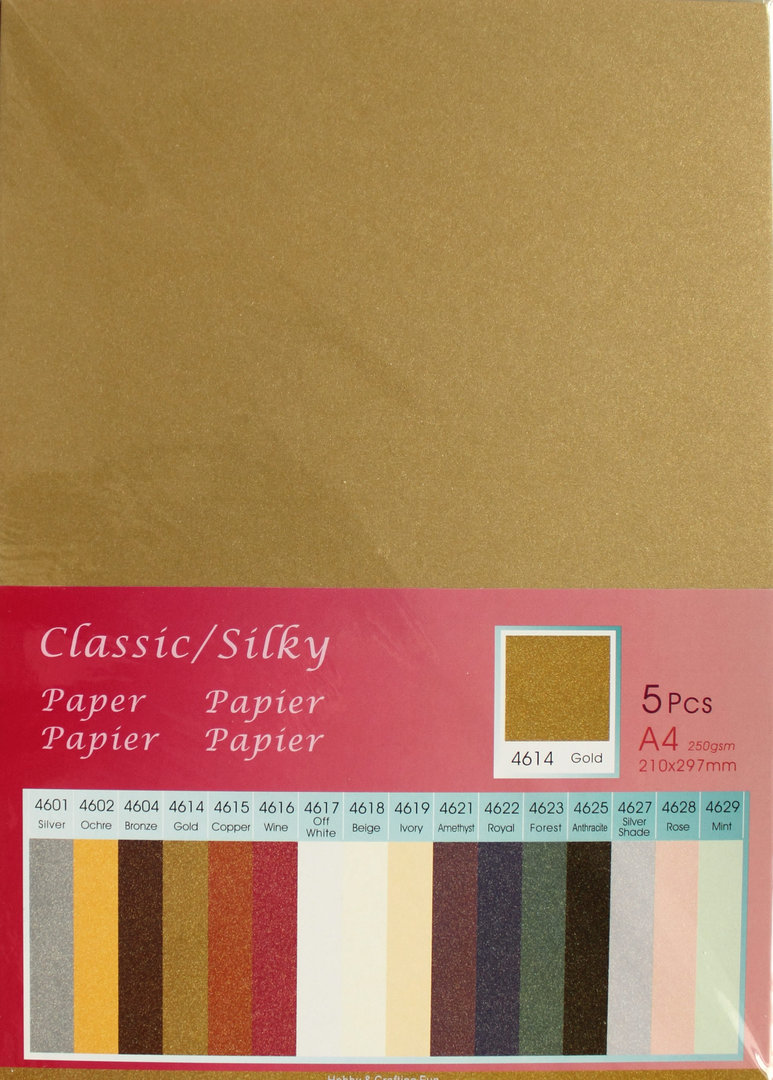Papier Classic Silky 250g/m² Nr.4614 Gold 5 Bogen A4