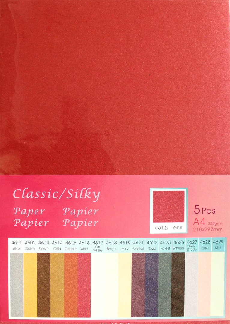 Papier Classic Silky 250g/m² Nr.4616 Wine 5 Bogen A4