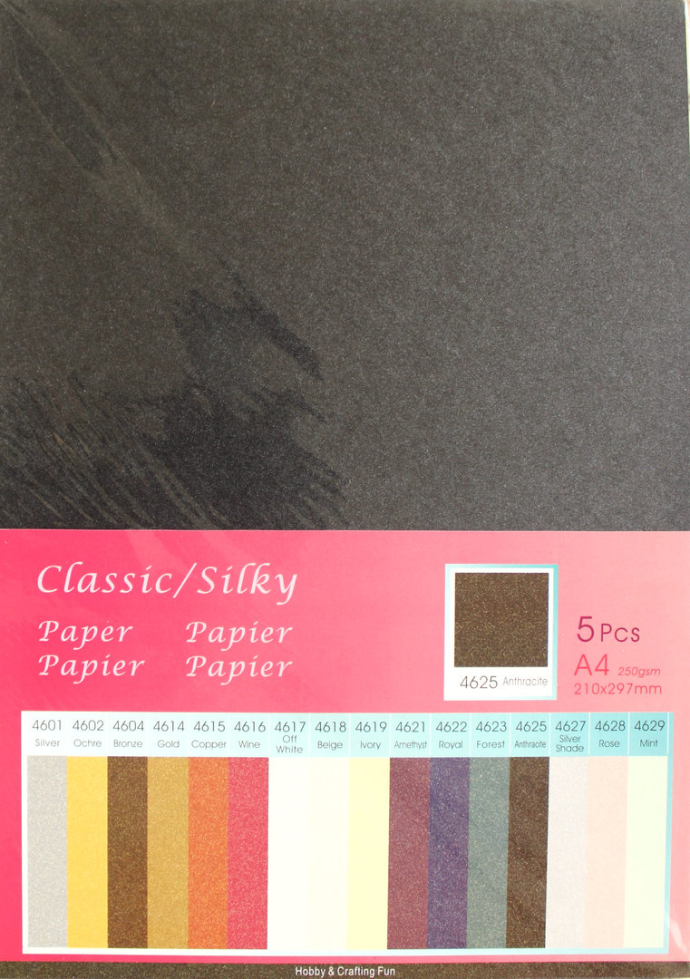 Papier Classic Silky 250g/m² Nr.4625 Anthracite 5 Bogen A4