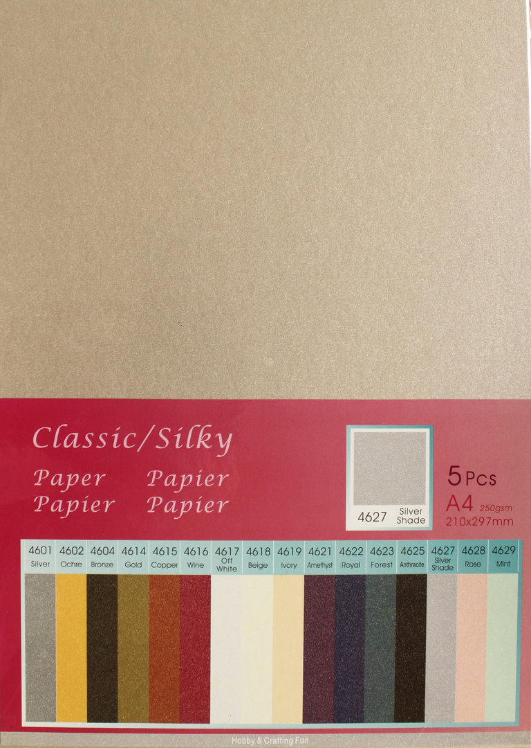 Papier Classic Silky 250g/m² Nr.4627 Silver Shade 5 Bogen A4