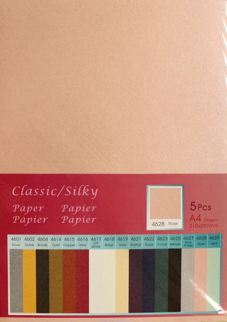 Papier Classic Silky 250g/m² Nr.4628 Rose 5 Bogen A4