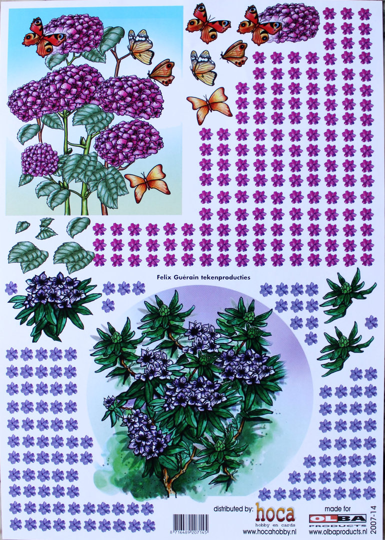3D Olba - Motivbogen Nr.14  Blumen & Schmetterling