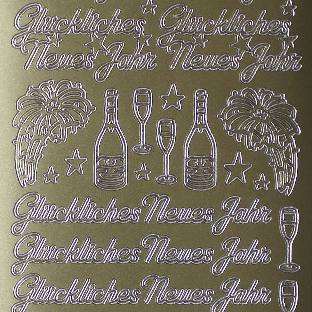 Sticker Nr.0453 Gold Text Schreibschrift Glückliches Neues Jahr & Motive