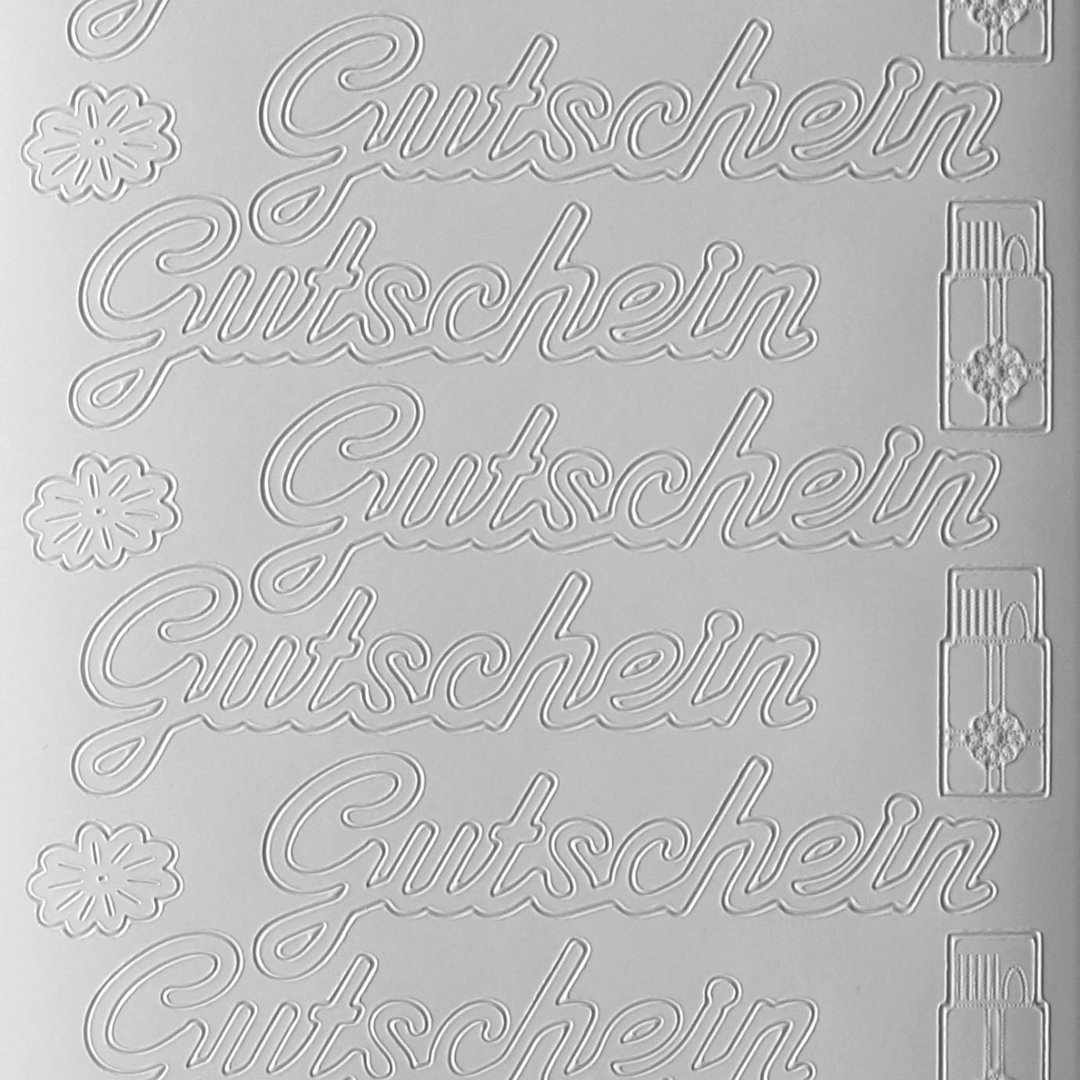 Sticker Nr.0494 Weiss Gutschein Schreibschrift groß