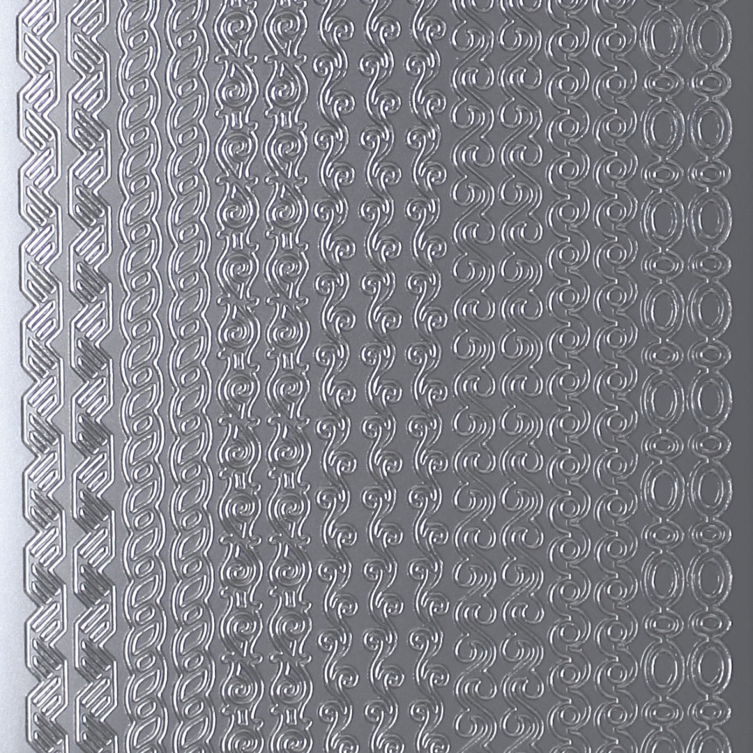 Sticker Nr.0840 Silber Bordüren Mix