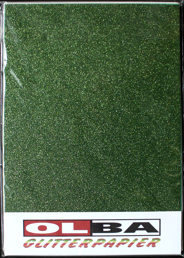 Olba Glitterpapier - Bastelkarton A5 ca.80m² 12 Blatt - 12 Farben