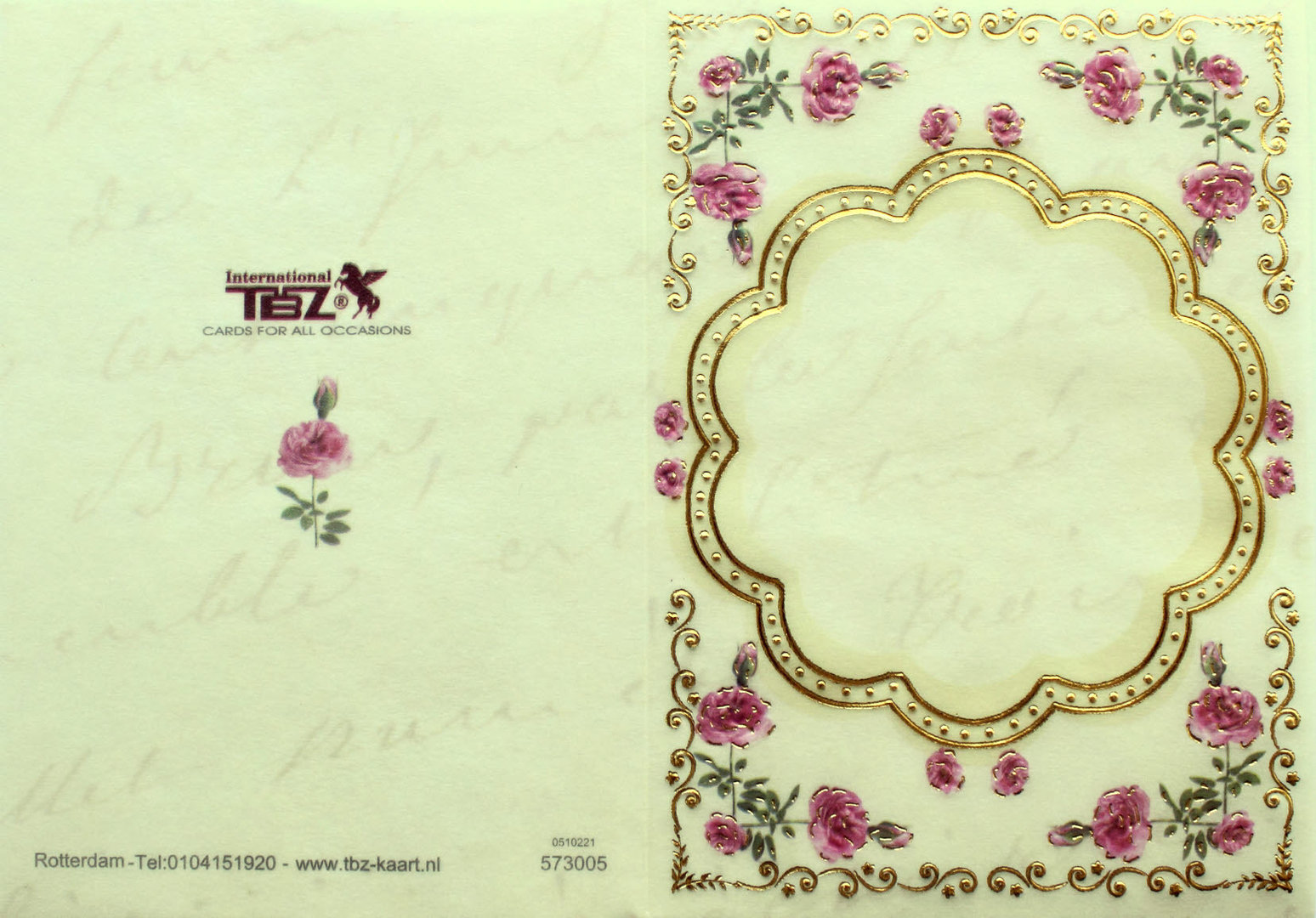 TBZ Pergament Transparent Karte genutet Nr.3005 geprägt Rosen
