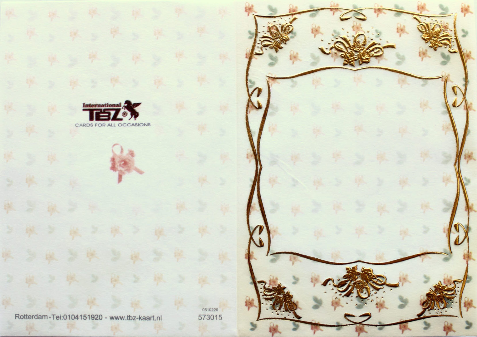 TBZ Pergament Transparent Karte genutet Nr.3015 geprägt Blume mit Schleife