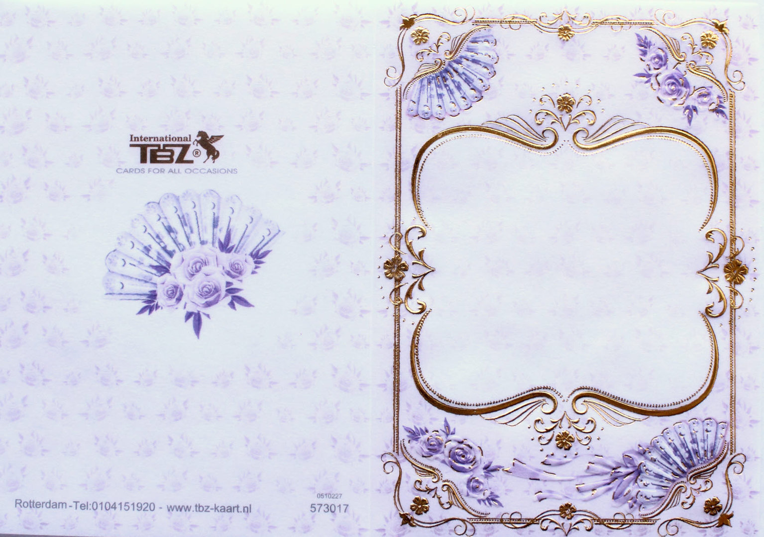 TBZ Pergament Transparent Karte genutet Nr.3017 geprägt Rosen mit Fächer