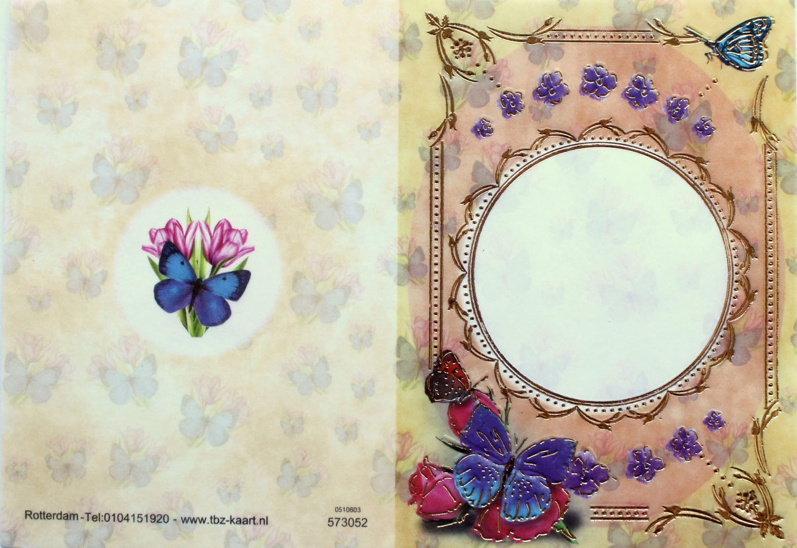 TBZ Pergament Transparent Karte genutet Nr.3052 geprägt Blüten - Schmetterlinge