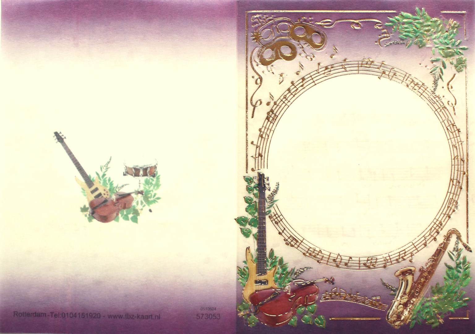 TBZ Pergament Transparent Karte genutet Nr.3053 geprägt Musik